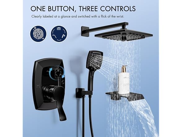ELLO&ALLO Matte Black Tub Shower Faucet Set