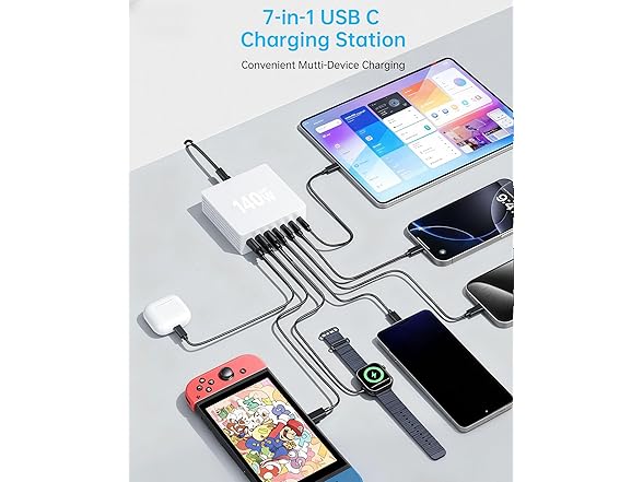 Hinkicher 7-1 USB C Charging Block | 140W GaN3