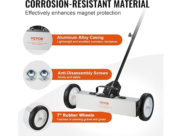 45Lbs Rolling Magnetic Sweeper with Wheels