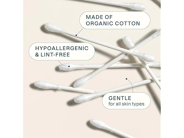 Cliganic Organic Cotton Swabs, 500 Count