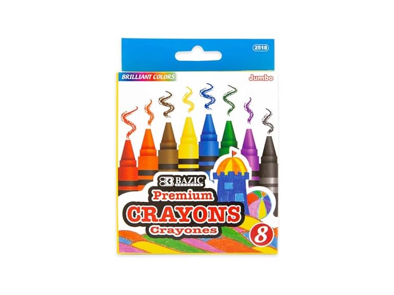 BAZIC Crayons Assorted Color Coloring Crayon Set