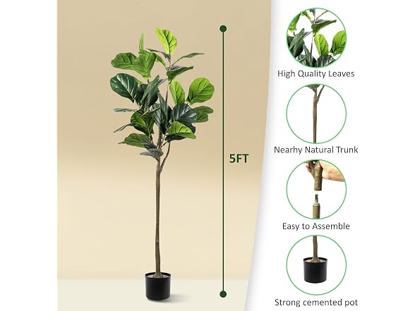 VEVOR Artificial Fiddle Leaf Fig Tree