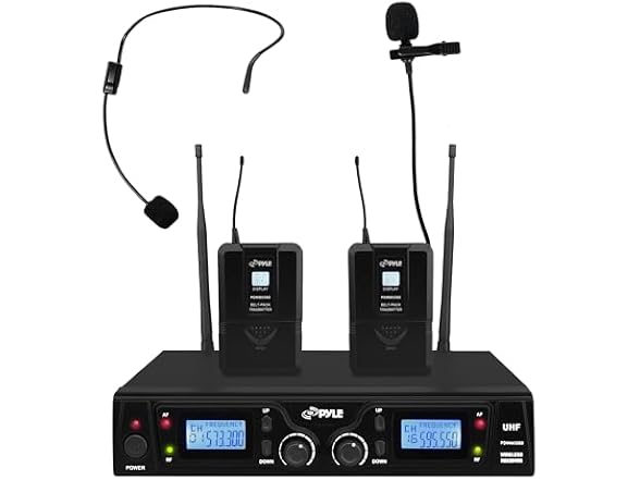 Pyle UHF Wireless Microphone & Rack Mountable Receiver System