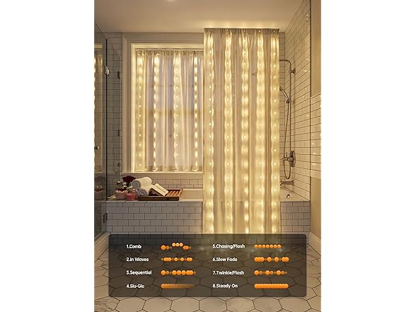 Brightown 180 LED Shower Curtain Fairy Lights