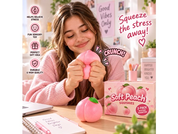Soft Peach Crunch Squishy 2-Pk