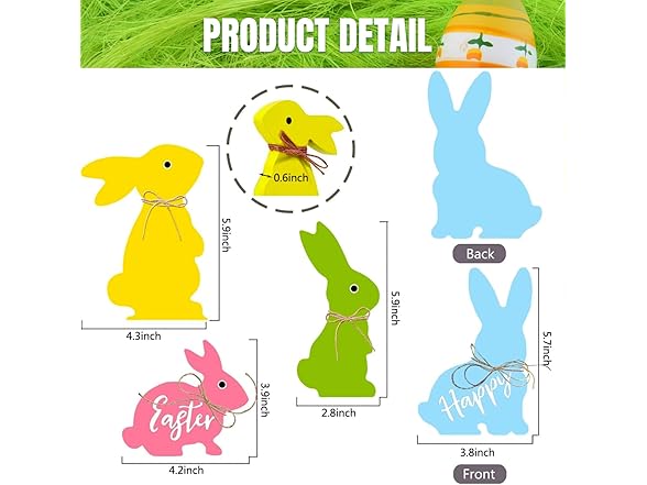 ALISSAR Wooden Easter Bunny Decorations