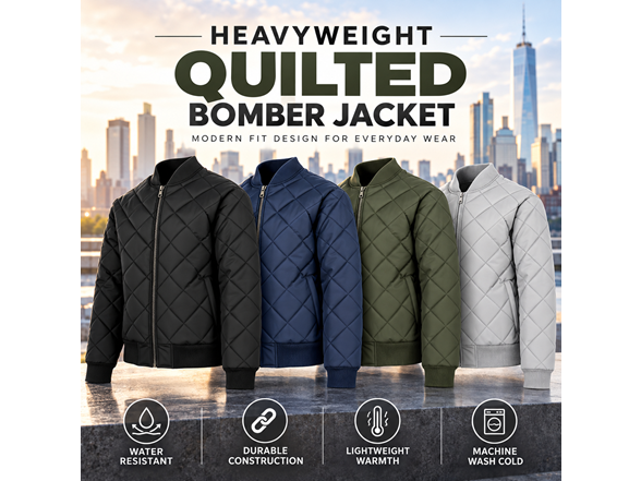 Mens Heavyweight Quilted Bomber Jacket