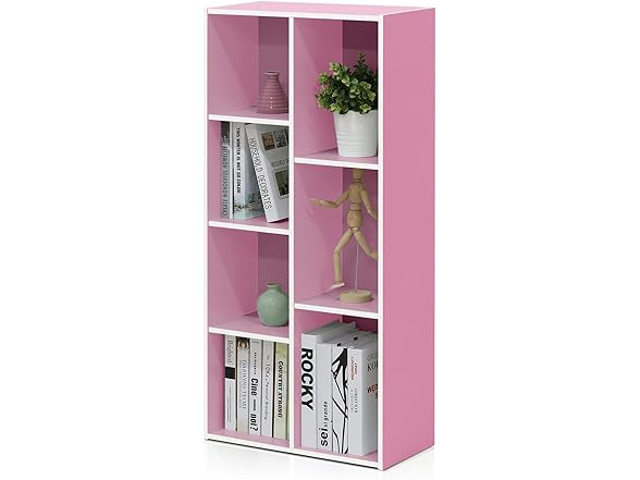 Furinno LUDER Book Shelf, White/Pink