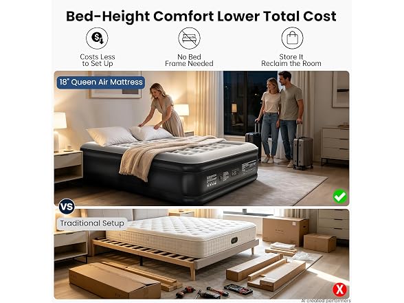 OhGeni Queen Air Mattress Built-in Pump