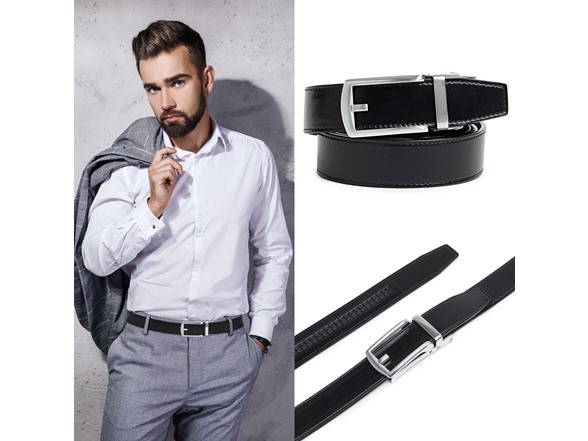 Carlo Fellini Mens Leather Ratchet Belt