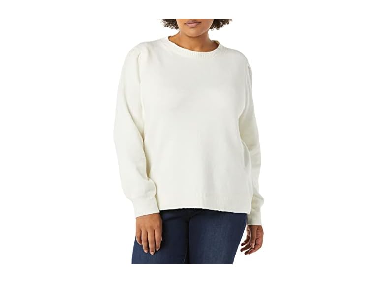 Amazon Essentials Womens Soft Touch Pleated Shoulder Crewneck Sweater