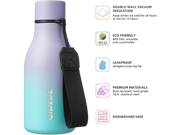 BJPKPK 12oz Insulated Stainless Water Bottles