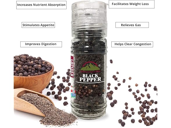 Himalayan Chef Black Pepper Glass Grinder-1.76Oz