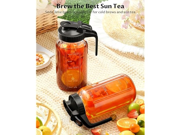 VA1KENE 64oz Mason Jar Glass Pitcher