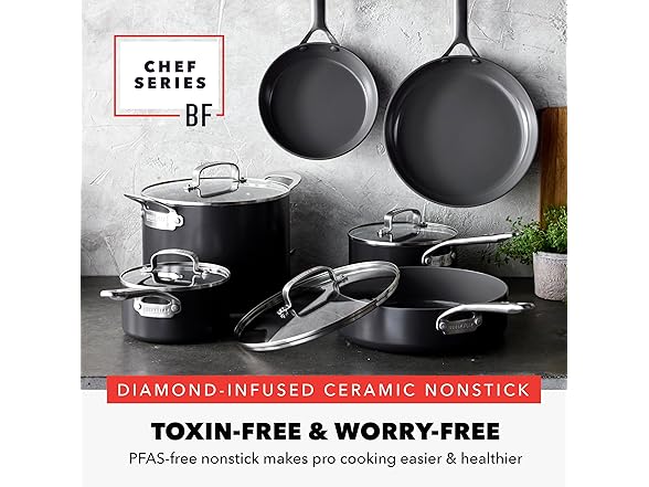 GreenPan x Bobby Flay Hard Anodized Nonstick 10 Piece Cookware Set