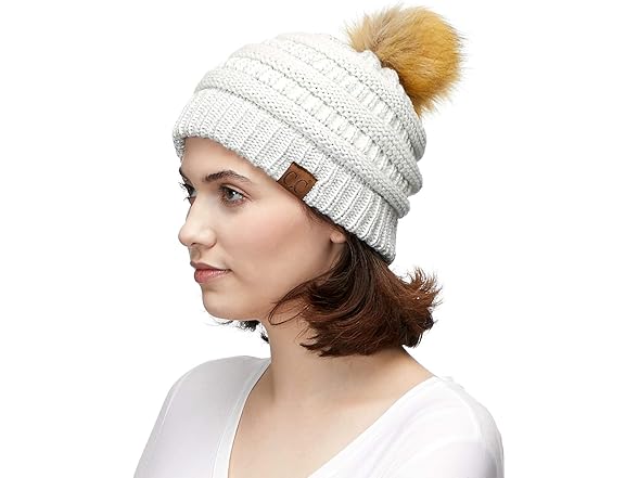 C.C CC Fur Pom Winter Fall Trendy Chunky