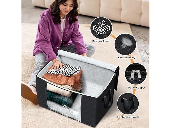 Fab totes 90L Black 4 Pack Storage Bags