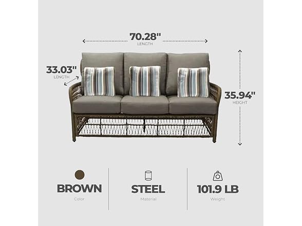 Four Seasons Courtyard Positano 3 Seater Wicker Loveseat