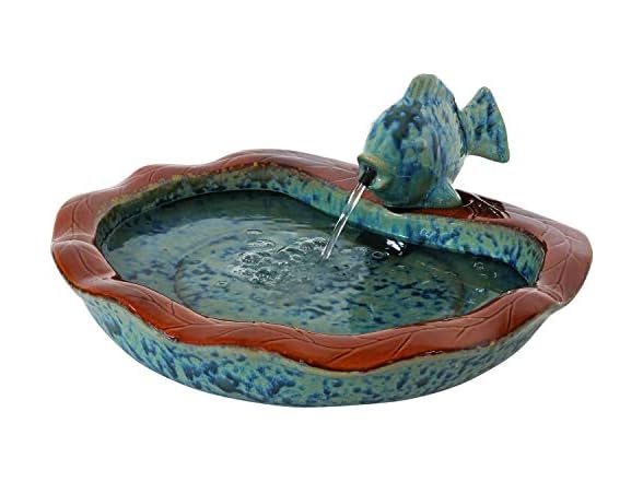 Sunnydaze Decor SSS-306 Glazed Ceramic Fish Water Foun