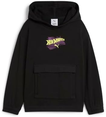 PUMA Boys' Hot Wheels Relaxed Cotton Graphic Hoodie, Black