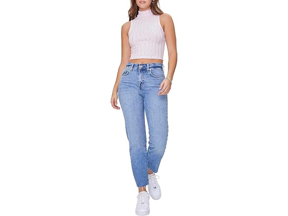 Forever 21 (L) Marled Mock Neck Crop Top
