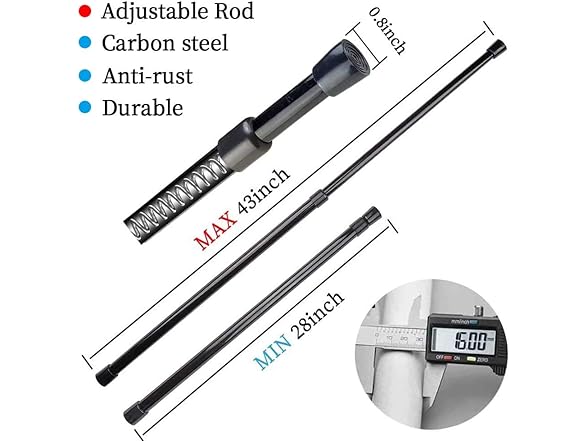 Black Spring Tension Curtain Rods 4-Pack