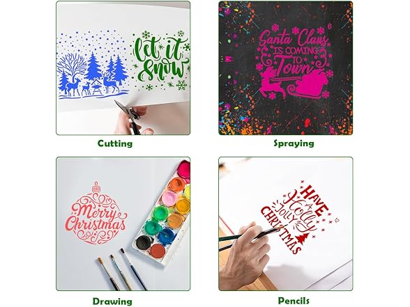 Christmas Stencils for Painting Wood, 16Pcs