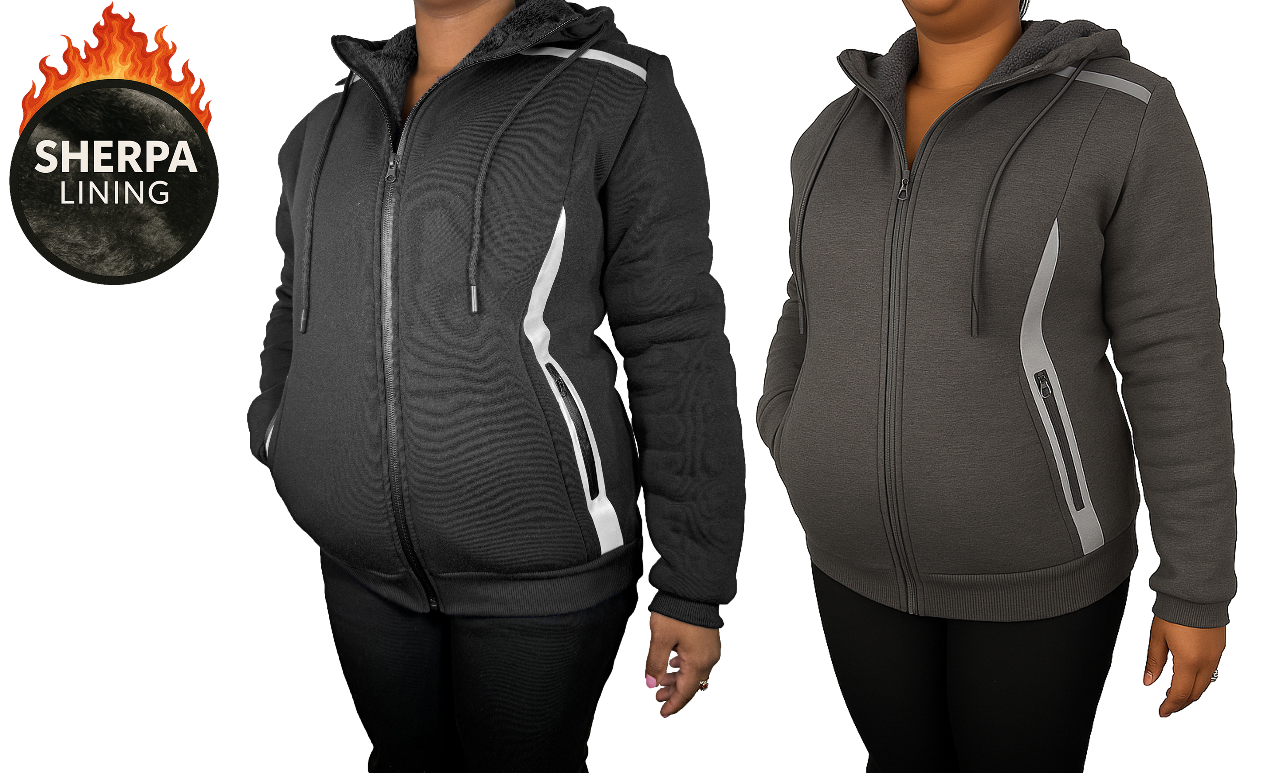 Womens Sherpa Reflective Tech Zip Hoodie - Gallery 25