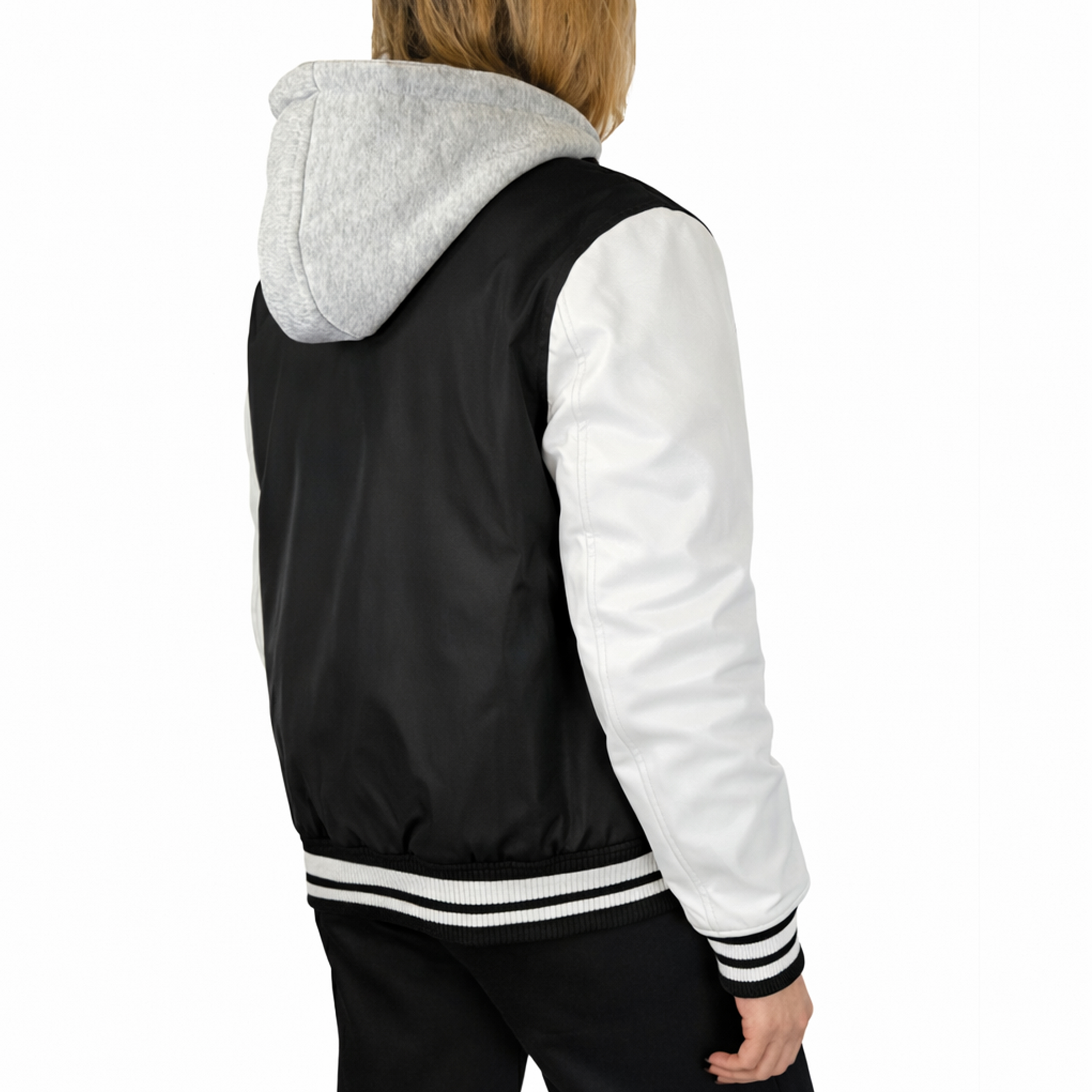 Womens Oversized Heavyweight Hooded Varsity Jacket - Gallery 24