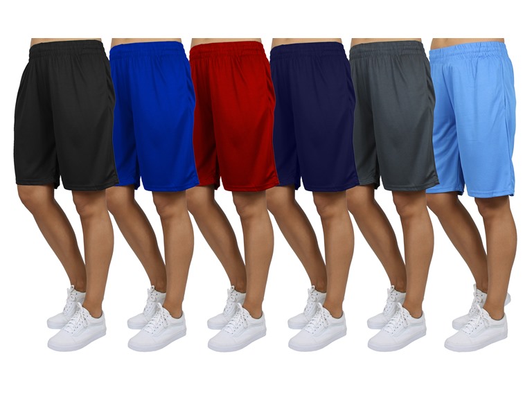 Jump Start WC-----(Women's New 6Pack) - JMMS-2600 / BK-RY-RD-NV-CH-CB / S Small 6Pk Womens Loose Fit Active Mesh Shorts Black - Royal - Red - Navy - Charcoal - Carolina Blue