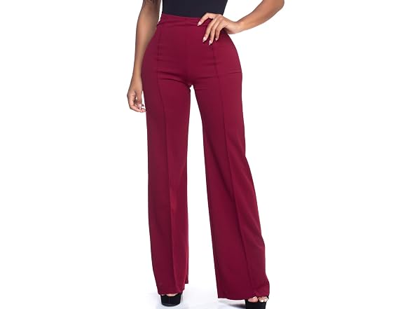 Cemi Ceri Women (M) High Waist Wide Pants Burgundy
