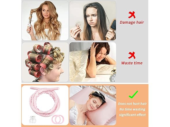 Pinkiou Heatless Curlers Overnight