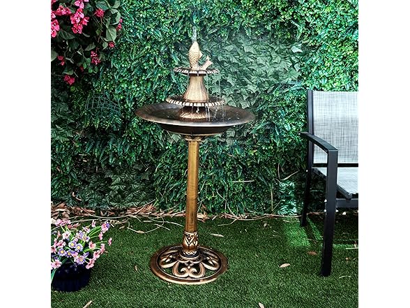 40" Tiered Pedestal Fish Fountain Birdbath