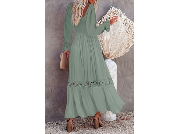 Ferlema Women (S) Casual Long Sleeve Neck Dress