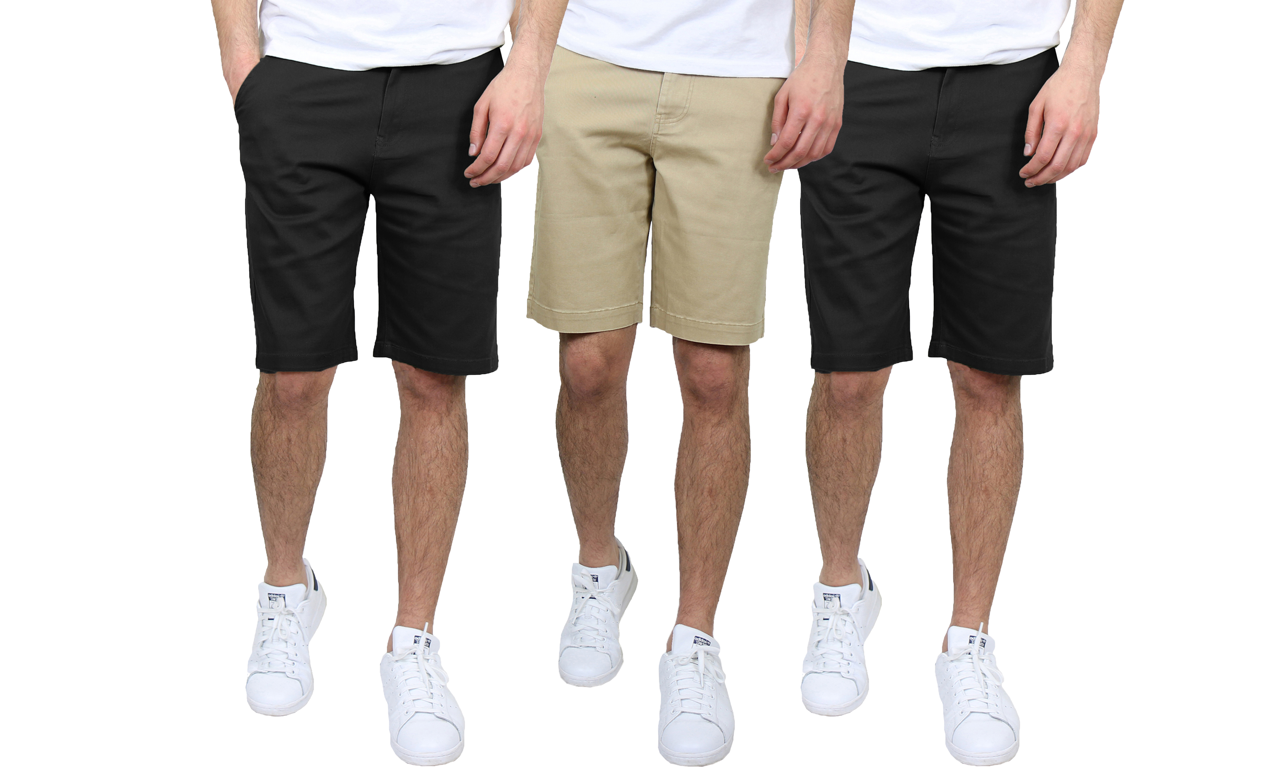 3Pk Mens Cotton Stretch Chino Shorts - Gallery 12