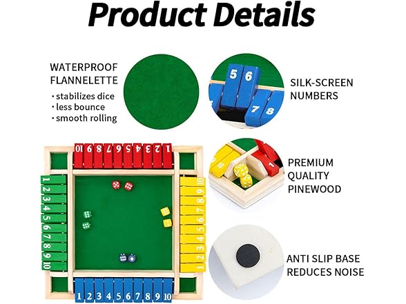 Nicecho Shut The Box Dice Game