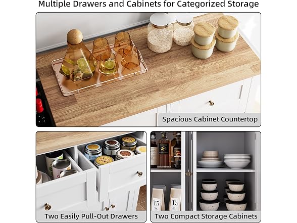 Kitchen Island Cart w/ Drawer, White