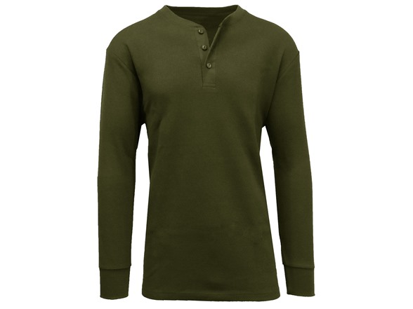 3Pk Asst Mens Waffle-Knit Henley Thermal