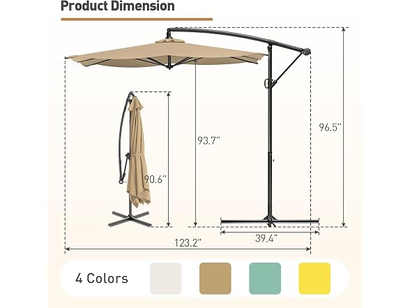 COSIEST 9 x 11.5FT Offset Patio Umbrella, Cantilever Hanging