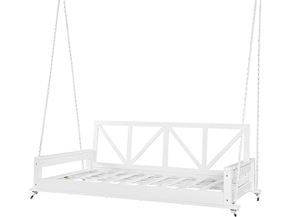 Merax Acacia Wood Twin Size Patio Swing Bed