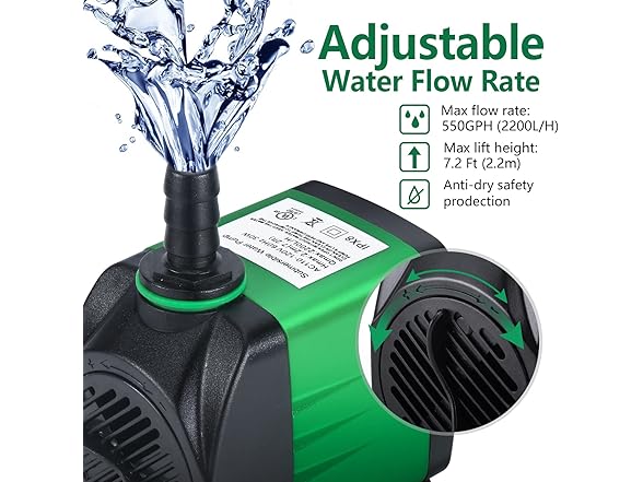 CWKJ Fountain Pump, 550GPH(30W 2200L/H)