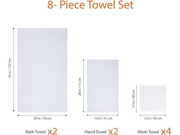 Amazon Basics 100% Cotton Soft Quick-Dry 8-Piece Towel Set