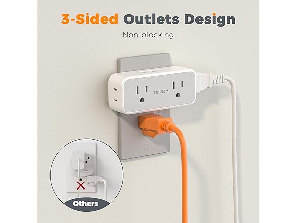 TESSAN Outlet Splitter (4 Outlets, 2 USB-A, 1 USB-C)