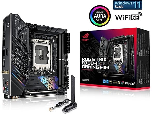 ASUS ROG Strix B760-I Gaming WiFi Intel® B760(13th and 12th Gen)LGA 1700 mini-ITX motherboard,8 + 1 power stages,DDR5 up to 7600 MT/s, PCIe 5.0,2xM.2 slots,WiFi 6E,USB 3.2 Gen 2x2 Type-C,Aura Sync RGB (Open Box)