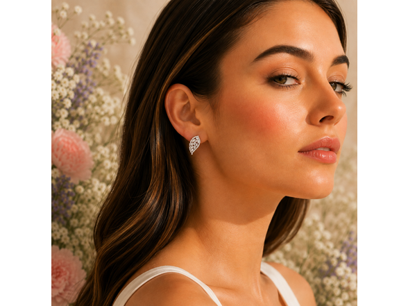 Silver Wing CZ Stud Earrings