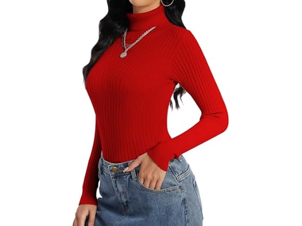 Ribbed Mock Neck Sweater for Women