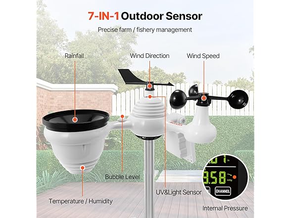 VEVOR 7-in-1 Wi-Fi Weather Station
