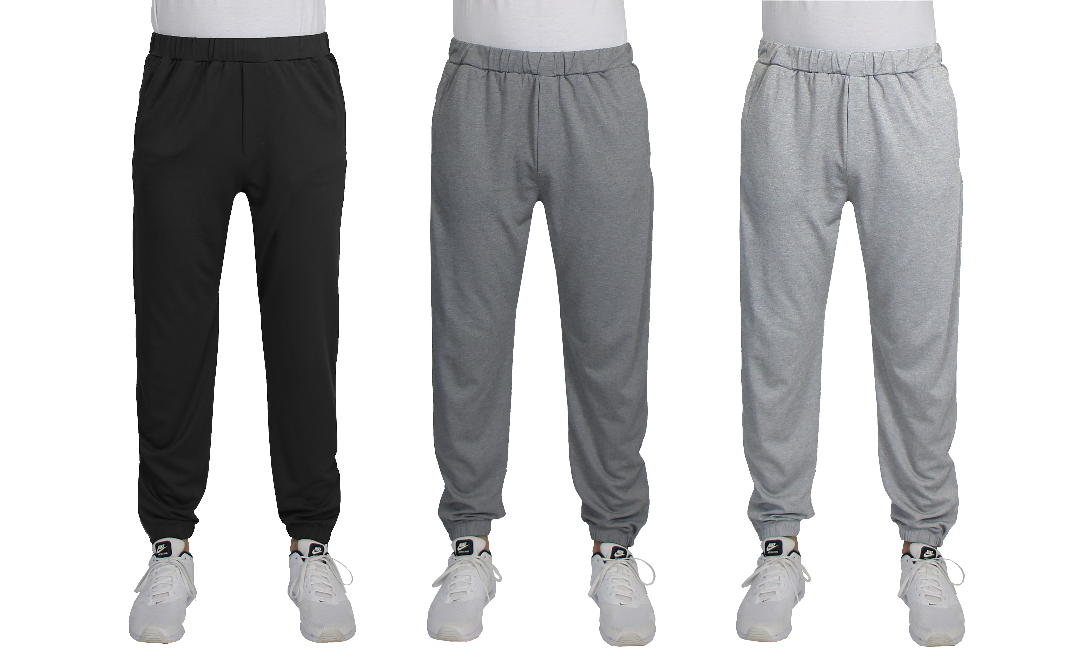 3Pk Mens Active Pants w-Ankle Zippers - Gallery 12