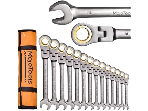 23-Piece Flex-Head Ratcheting Combination Wrench Set-Includes 14PCS