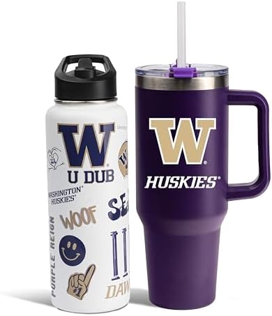 Memory Company NCAA Water Bottle and Tumbler with Straw Set